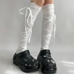 Socks*Boogzel Clothing Balletcore Tie Up Knee High Socks
