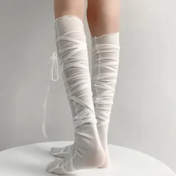 Socks*Boogzel Clothing Balletcore Tie Up Knee High Socks