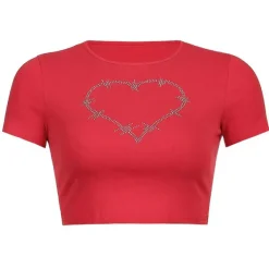 Y2K Tops|Crop Tops*Boogzel Clothing Barbed Heart Rhinestone Crop Top