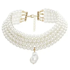 Necklaces & Chokers*Boogzel Clothing Baroque Style Layered Pearl Necklace White/gold