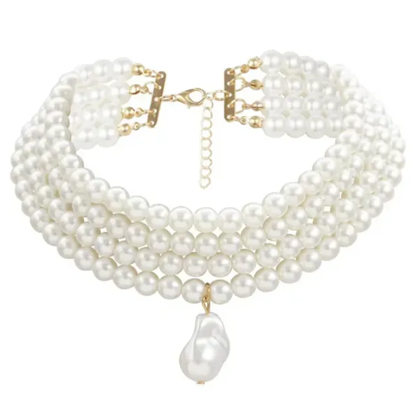 Necklaces & Chokers*Boogzel Clothing Baroque Style Layered Pearl Necklace White/gold