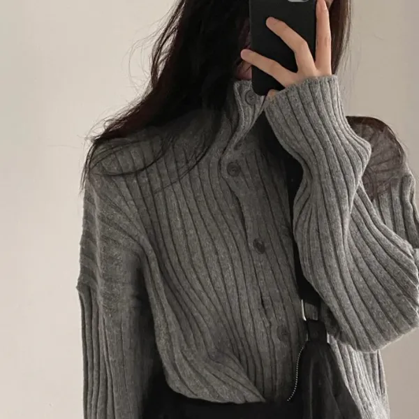 Knit Cardigans|Sweaters*Boogzel Clothing Basic Things Button Up Jumper Grey