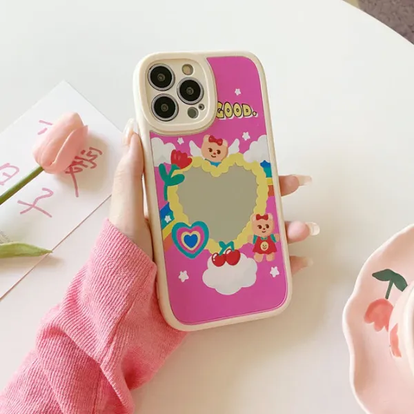 Iphone Cases*Boogzel Clothing Bear Heart Mirror iPhone Case