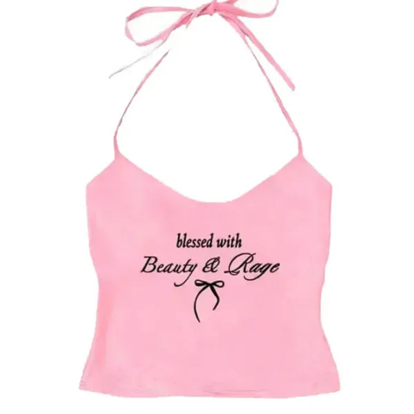 Y2K Tops|Aesthetic T-Shirts & Graphic Tees*Boogzel Clothing Beauty & Rage Y2K Halter Top