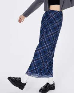 Skirts*Boogzel Clothing Best In Class Plaid Maxi Skirt in Blue