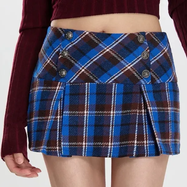 Skirts*Boogzel Clothing Best In Class Plaid Mini Skirt in Blue Blue/purple