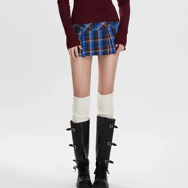 Skirts*Boogzel Clothing Best In Class Plaid Mini Skirt in Blue Blue/purple