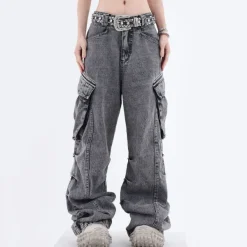 Mens|Jeans*Boogzel Clothing Big Ideas Wide Leg Cargo Jeans Grey