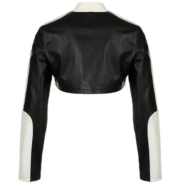 Coats & Jackets*Boogzel Clothing Biker Girl Leather Cropped Jacket Black/white