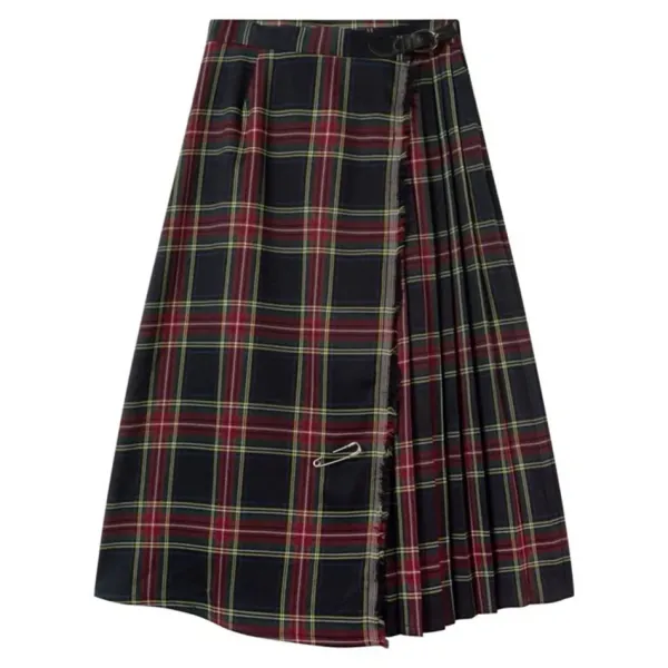 Skirts*Boogzel Clothing Black and Red Plaid Midi Skirt Red/black