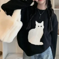 Sweaters*Boogzel Clothing Black Cat Aesthetic Sweater