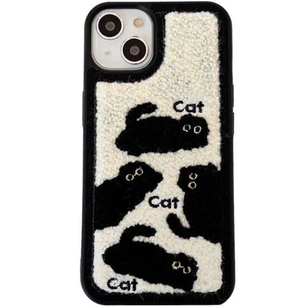 Iphone Cases*Boogzel Clothing Black Cat Embroidered iPhone Case Black/white