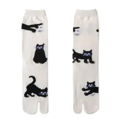 Socks*Boogzel Clothing Black Cat Split Toe Tabi Socks