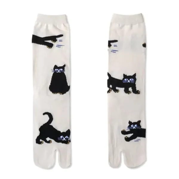 Socks*Boogzel Clothing Black Cat Split Toe Tabi Socks