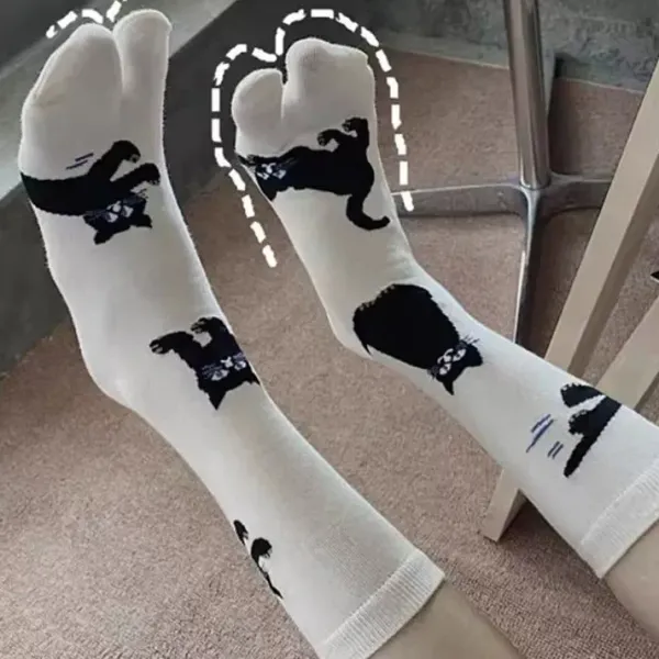 Socks*Boogzel Clothing Black Cat Split Toe Tabi Socks