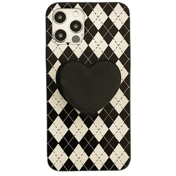 Iphone Cases*Boogzel Clothing Black Heart Argyle iPhone Case Black/white
