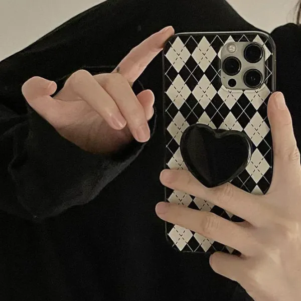 Iphone Cases*Boogzel Clothing Black Heart Argyle iPhone Case Black/white