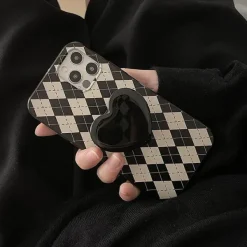 Iphone Cases*Boogzel Clothing Black Heart Argyle iPhone Case Black/white
