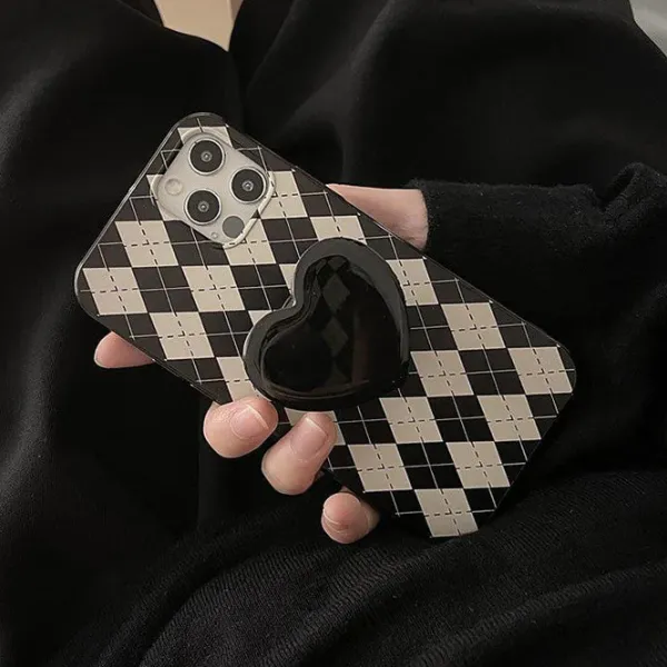 Iphone Cases*Boogzel Clothing Black Heart Argyle iPhone Case Black/white