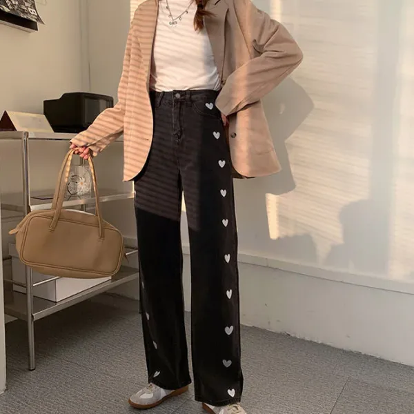 Jeans*Boogzel Clothing Black Hearts Jeans