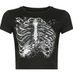 Aesthetic T-Shirts & Graphic Tees|Crop Tops*Boogzel Clothing Skeleton Crop Top Black
