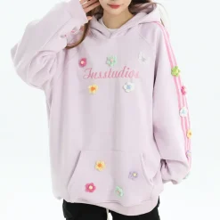 Hoodies*Boogzel Clothing Blokette Aesthetic Floral Embroidery Hoodie