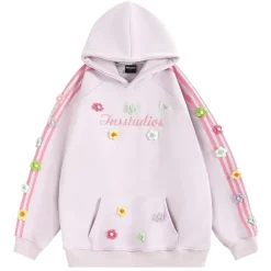 Hoodies*Boogzel Clothing Blokette Aesthetic Floral Embroidery Hoodie