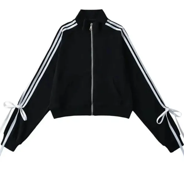 Sweatshirts*Boogzel Clothing Blokette Bows Side Stripe Zip Up Sweatshirt