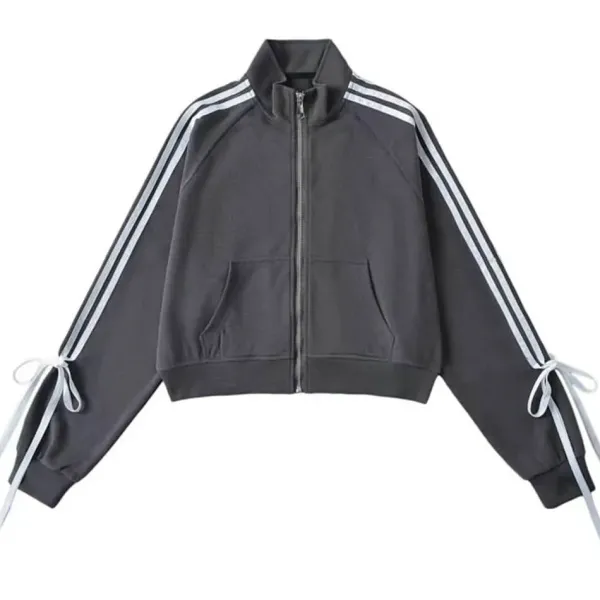 Sweatshirts*Boogzel Clothing Blokette Bows Side Stripe Zip Up Sweatshirt