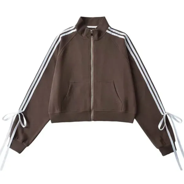 Sweatshirts*Boogzel Clothing Blokette Bows Side Stripe Zip Up Sweatshirt