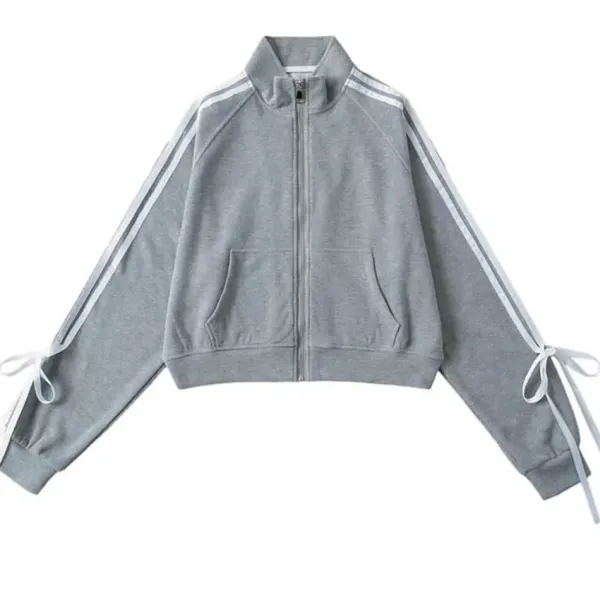 Sweatshirts*Boogzel Clothing Blokette Bows Side Stripe Zip Up Sweatshirt