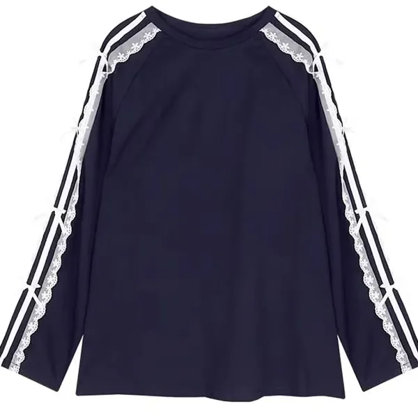 Sweatshirts|Long Sleeve Tops*Boogzel Clothing Blokette Side Stripe Lace Long Sleeve