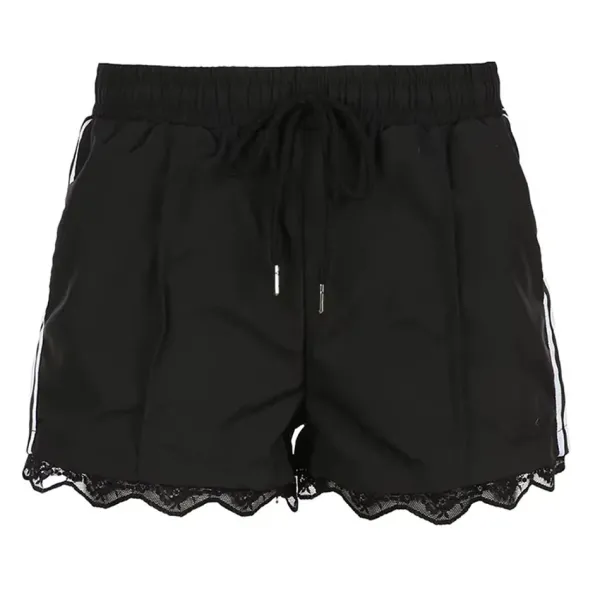Shorts*Boogzel Clothing Blokette Side Stripe Lace Shorts Black