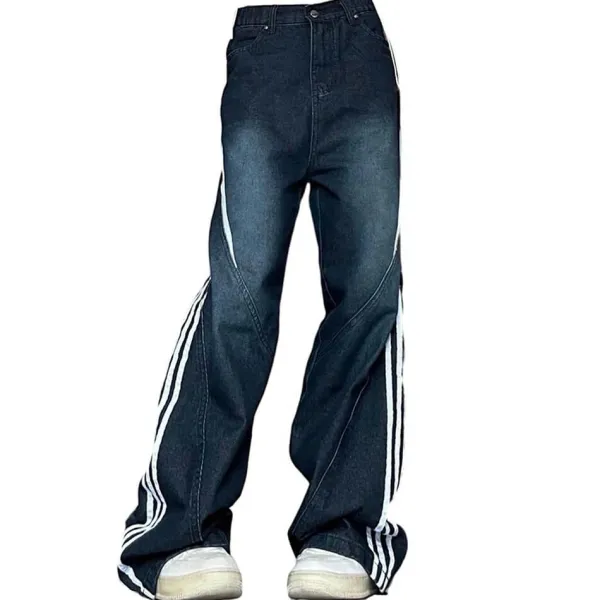 Jeans*Boogzel Clothing Blokette Side Stripe Wide-Leg Jeans Blue