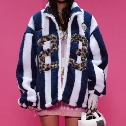Coats & Jackets|Sweatshirts*Boogzel Clothing Blokette Stripe Fleece Jacket Blue/white