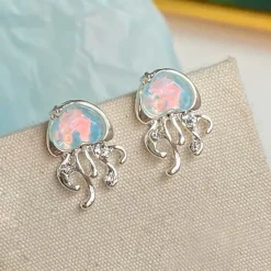 Earrings*Boogzel Clothing Blue Jellyfish Earrings Silver/blue