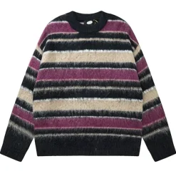 Striped Sweaters|Sweaters*Boogzel Clothing Blueberry & Cream Striped Sweater Purple/beige