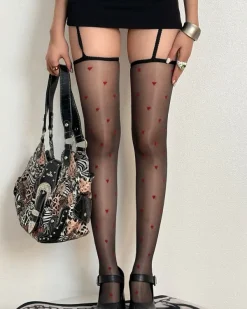 Other*Boogzel Clothing Bonjour Baby Heart Suspender Tights