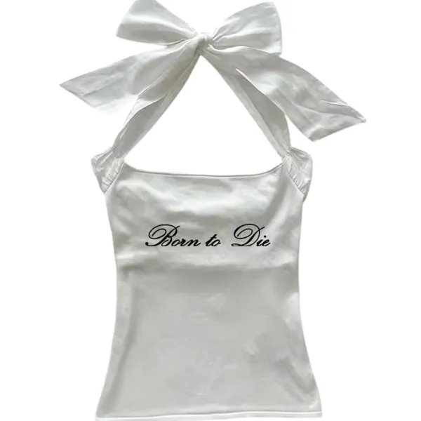 Y2K Tops|Crop Tops*Boogzel Clothing Born To Die Y2K Crop Top White