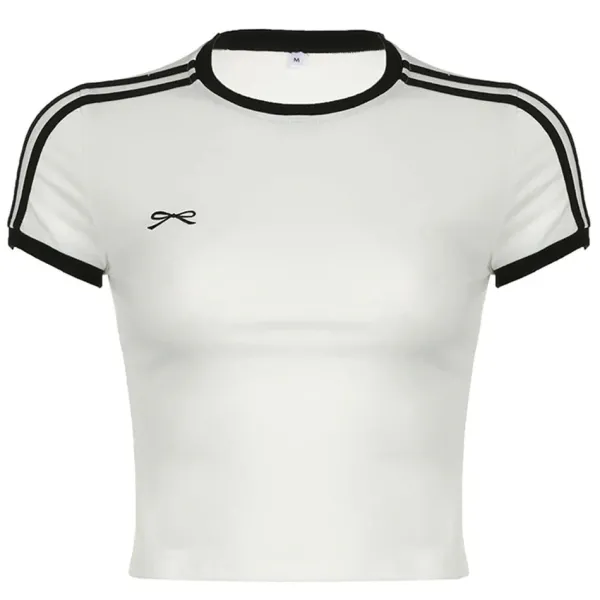 Y2K Tops|Crop Tops*Boogzel Clothing Bow Embroidery Y2K Crop Top White/black