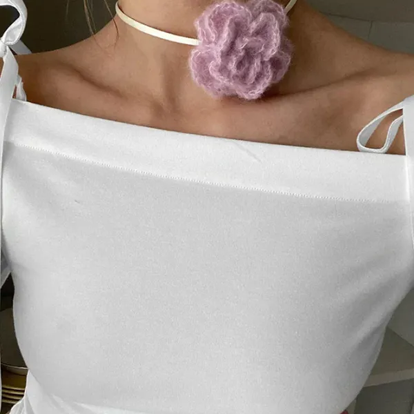 Long Sleeve Tops*Boogzel Clothing Bow Off-Shoulder Long Sleeve Top White