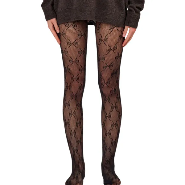 Other*Boogzel Clothing Bow Pattern Fishnet Tights