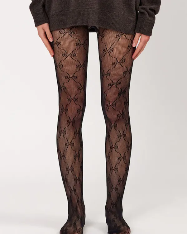 Other*Boogzel Clothing Bow Pattern Fishnet Tights