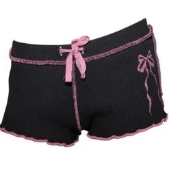 Shorts*Boogzel Clothing Tennis Bow Print Coquette Micro Shorts Black/pink