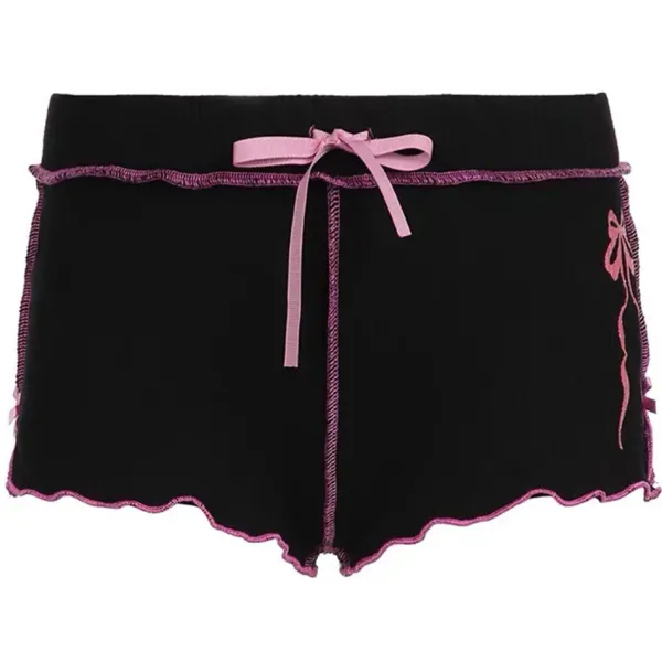 Shorts*Boogzel Clothing Tennis Bow Print Coquette Micro Shorts Black/pink