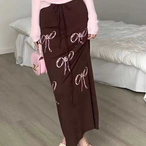 Skirts*Boogzel Clothing Bow Print Maxi Skirt