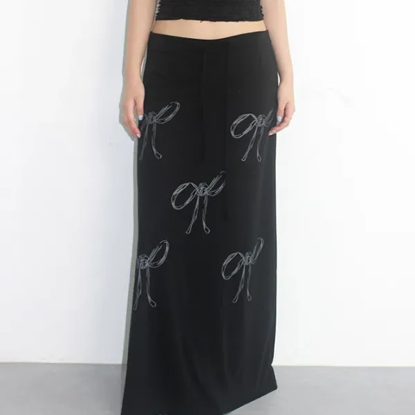 Skirts*Boogzel Clothing Bow Print Maxi Skirt