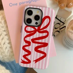 Iphone Cases*Boogzel Clothing Bow Ribbon Striped iPhone Case Pink