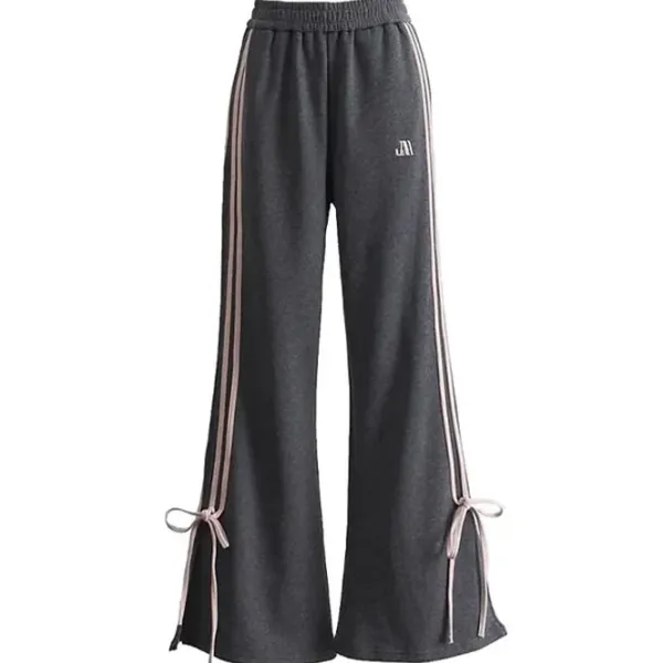 Pants & Trousers*Boogzel Clothing Bow Side Stripe Sweatpants Grey