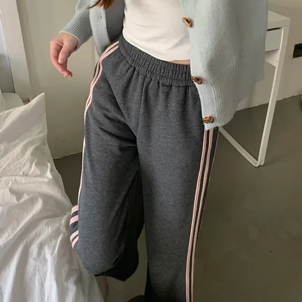 Pants & Trousers*Boogzel Clothing Bow Side Stripe Sweatpants Grey